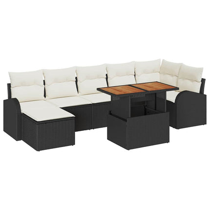 Trädgårdsoffset med lagring 8 pcs Svart Poly rattan
