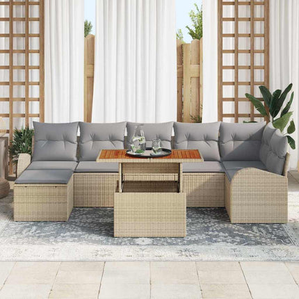 Trädgårdsoffset med lagring 8 pcs Beige Poly rattan
