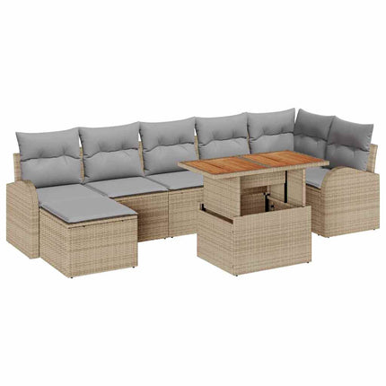 Trädgårdsoffset med lagring 8 pcs Beige Poly rattan