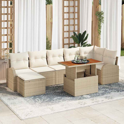 Trädgårdsoffset 8 st Beige Poly rattan