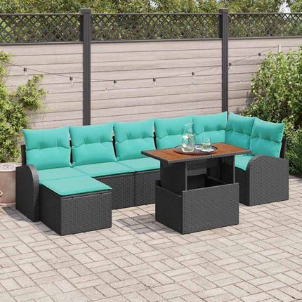 Trädgårdsoffset 8 pcs Svart Poly rattan