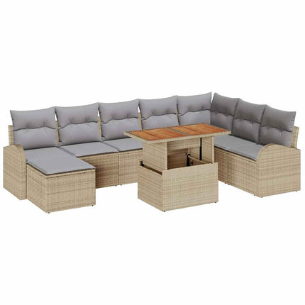 Trädgårdsoffset 9 st Beige Poly rattan