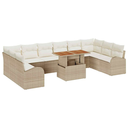 Trädgårdsoffset 11 st Beige Poly rattan