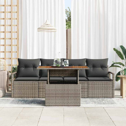 Trädgårdsoffset med lagring 5 pcs Grå Poly rattan