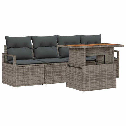 Trädgårdsoffset med lagring 5 pcs Grå Poly rattan