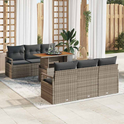 Trädgårdsoffset med lagring 7 pcs Grå Poly rattan