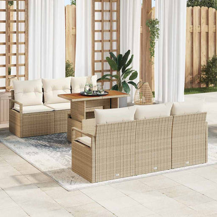 Trädgårdsoffset med lagring 7 pcs Beige Poly rattan