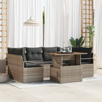 Trädgårdsoffset med lagring 7 pcs Grå Poly rattan