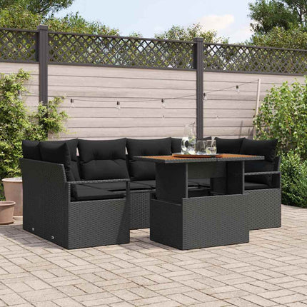 Trädgårdsoffset 7 st Svart Poly rattan