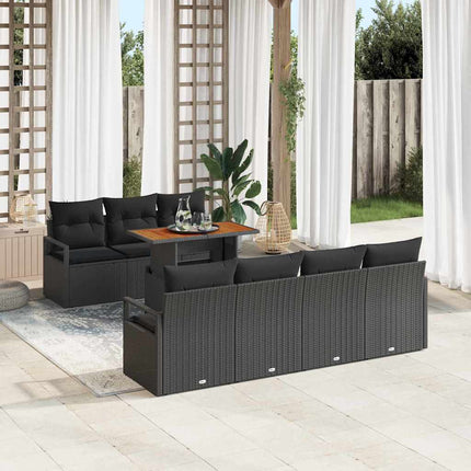 Trädgårdsoffset med lagring 8 pcs Svart Poly rattan