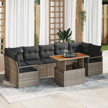 Trädgårdsoffset med lagring 8 pcs Grå Poly rattan