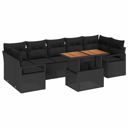 Trädgårdsoffset med lagring 8 pcs Svart Poly rattan