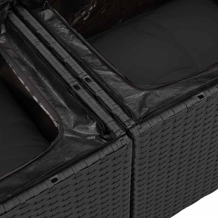 Trädgårdsoffset med lagring 9 pcs Svart Poly rattan