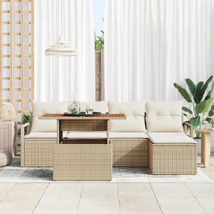Trädgårdsoffset med lagring 6 pcs Beige Poly rattan