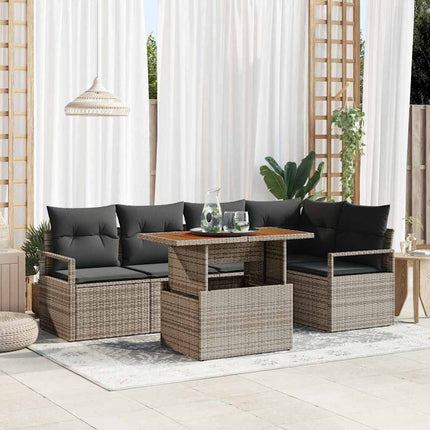 Trädgårdsoffset med lagring 6 pcs Grå Poly rattan