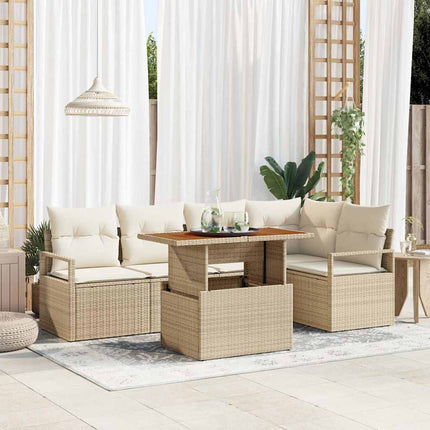 Trädgårdsoffset med lagring 6 pcs Beige Poly rattan