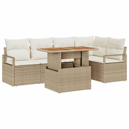 Trädgårdsoffset med lagring 6 pcs Beige Poly rattan