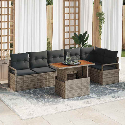 Trädgårdsoffset med lagring 7 pcs Grå Poly rattan