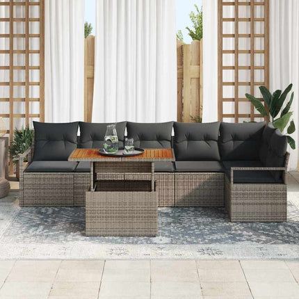 Trädgårdsoffset med lagring 7 pcs Grå Poly rattan