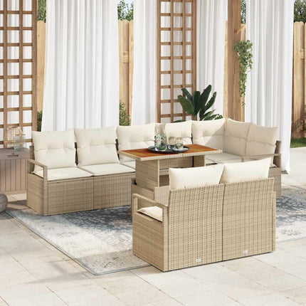 Trädgårdsoffset med lagring 9 pcs Beige Poly rattan