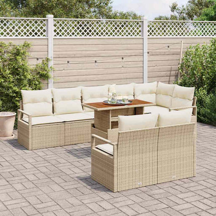 Trädgårdsoffset med lagring 9 pcs Beige Poly rattan