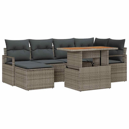 Trädgårdsoffset med lagring 7 pcs Grå Poly rattan