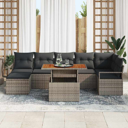Trädgårdsoffset med lagring 8 pcs Grå Poly rattan