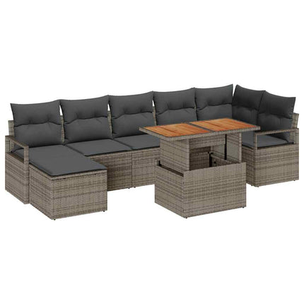 Trädgårdsoffset med lagring 8 pcs Grå Poly rattan