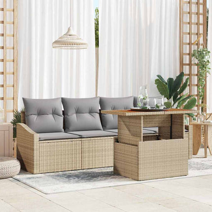 Trädgårdsoffset med lagring 5 pcs Beige Poly rattan