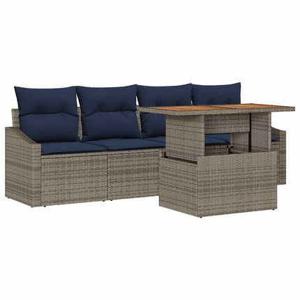 Trädgårdsoffset med lagring 5 pcs Grå Poly rattan