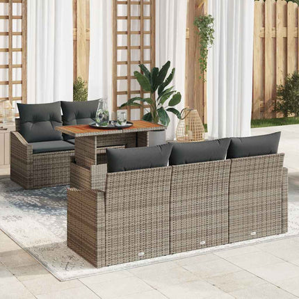 Trädgårdsoffset med lagring 6 pcs Grå Poly rattan