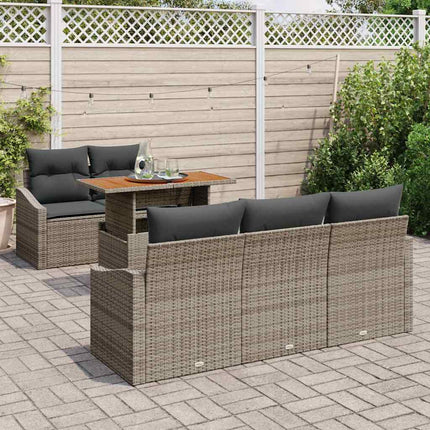 Trädgårdsoffset med lagring 6 pcs Grå Poly rattan