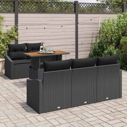 Trädgårdsoffset 6 st Svart Poly rattan