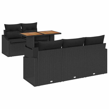 Trädgårdsoffset med lagring 6 pcs Svart Poly rattan