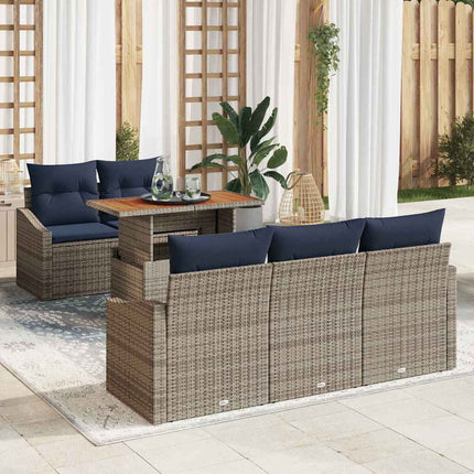 Trädgårdsoffset med lagring 6 pcs Grå Poly rattan