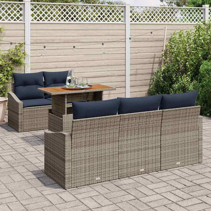 Trädgårdsoffset med lagring 6 pcs Grå Poly rattan