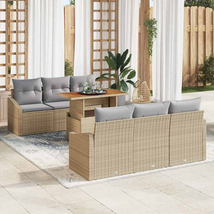 Trädgårdsoffset med lagring 7 pcs Beige Poly rattan