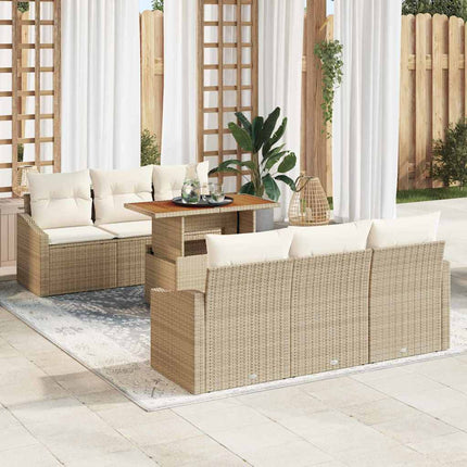 Trädgårdsoffset med lagring 7 pcs Beige Poly rattan