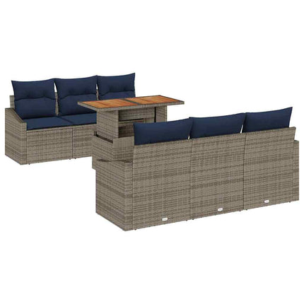 Trädgårdsoffset med lagring 7 pcs Grå Poly rattan
