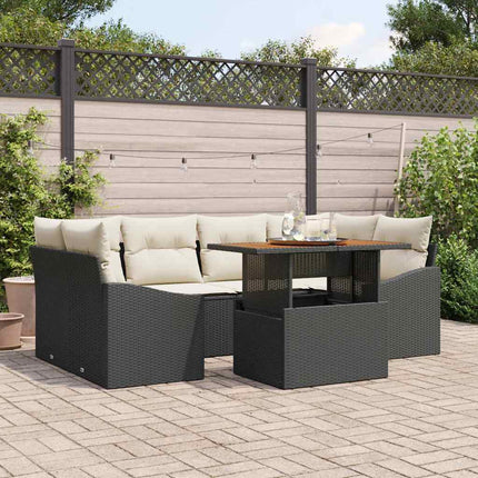 Trädgårdsoffset med lagring 7 pcs Svart Poly rattan