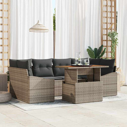 Trädgårdsoffset med lagring 7 pcs Grå Poly rattan