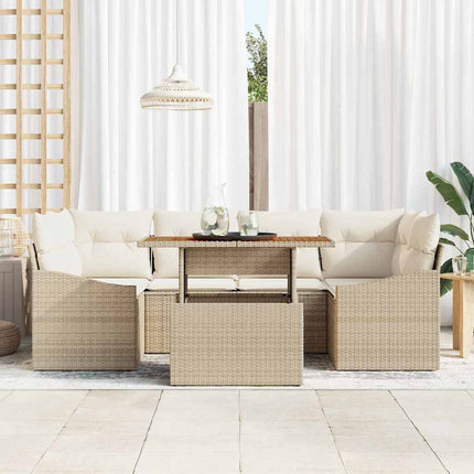 Trädgårdsoffset med lagring 7 pcs Beige Poly rattan