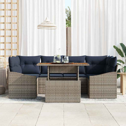 Trädgårdsoffset med lagring 7 pcs Grå Poly rattan