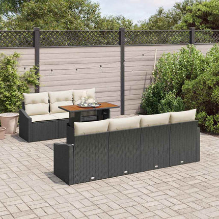 Trädgårdsoffset med lagring 8 pcs Svart Poly rattan