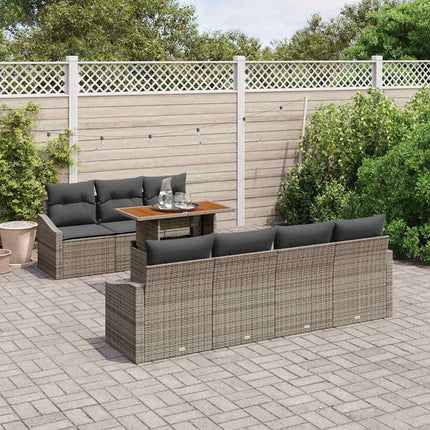 Trädgårdsoffset med lagring 8 pcs Grå Poly rattan