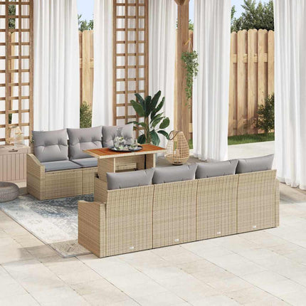 Trädgårdsoffset med lagring 8 pcs Beige Poly rattan