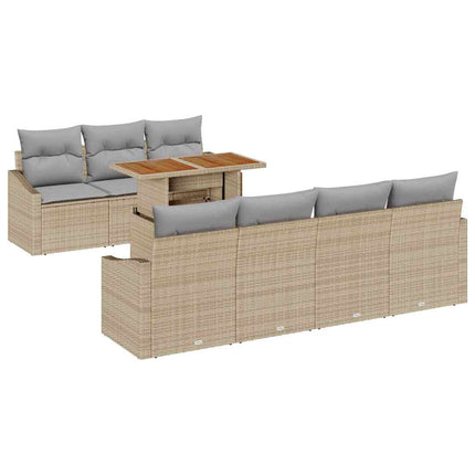 Trädgårdsoffset med lagring 8 pcs Beige Poly rattan