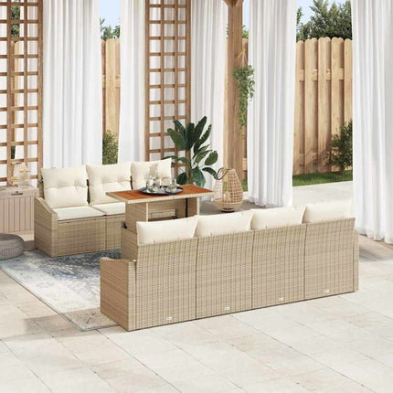 Trädgårdsoffset 8 st Beige Poly rattan