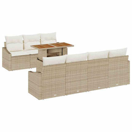Trädgårdsoffset 8 st Beige Poly rattan