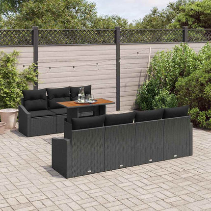Trädgårdsoffset med lagring 8 pcs Svart Poly rattan